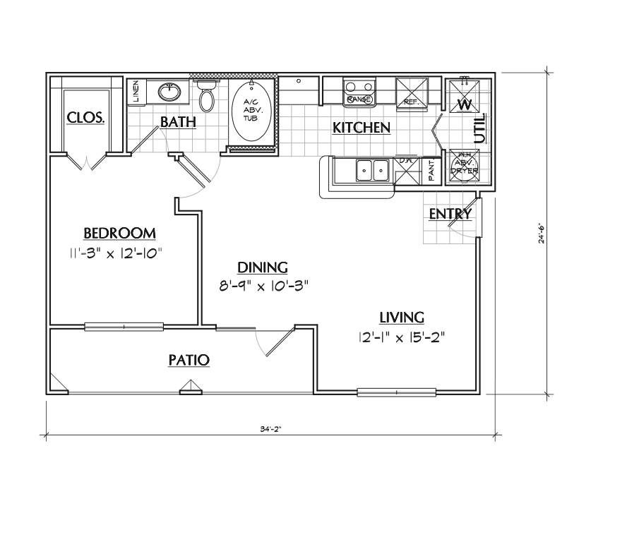 Floor Plan A2 has 717sqft Floor Plan: A2 1x1 717